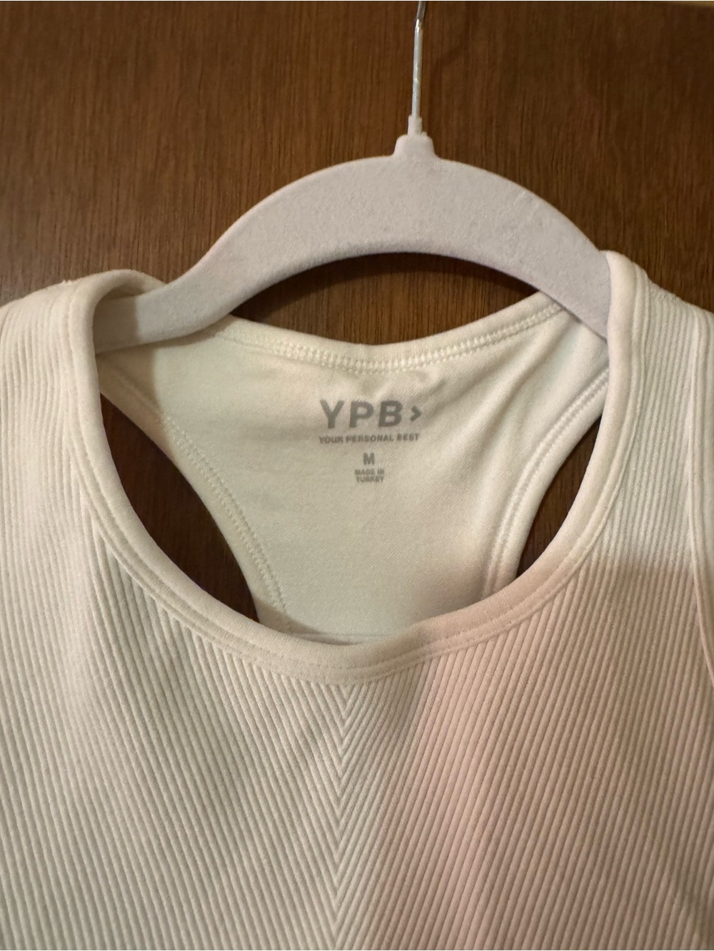 YPB Cream Ribbed Racerback Crop Tank - Picture 2 of 3